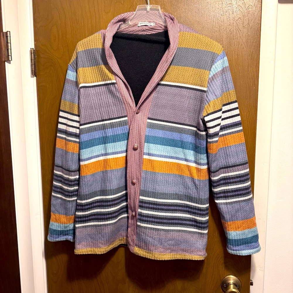 MISSLOOK multicolor Sherpa button down cardigan shacket women’s XXL rainbow fall
